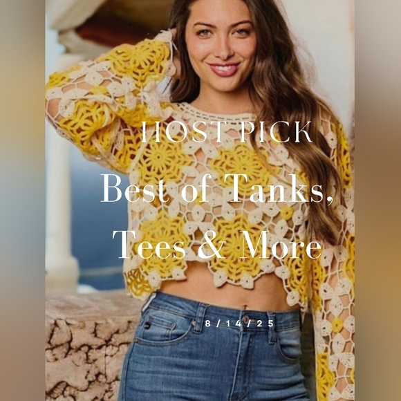 Private Label Tops - Yellow French Crochet Hollow Top